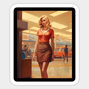 A Pin Up Girl at the Mall Sticker